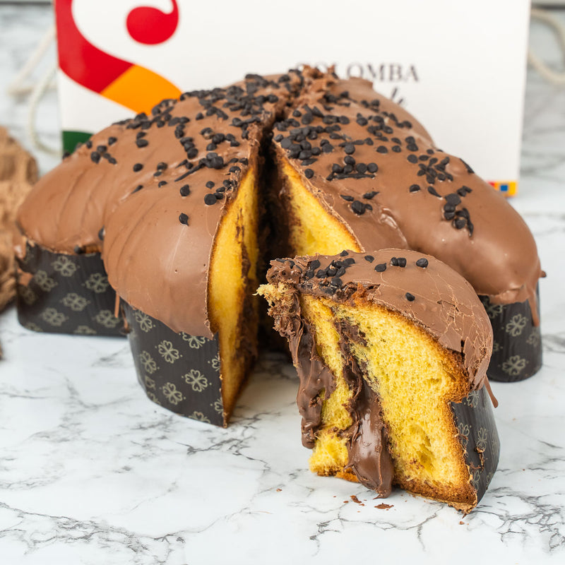 Colomba artigianale CIOCCOLATOSA 1,3kg extrafarcita con 500g di crema cioccolato