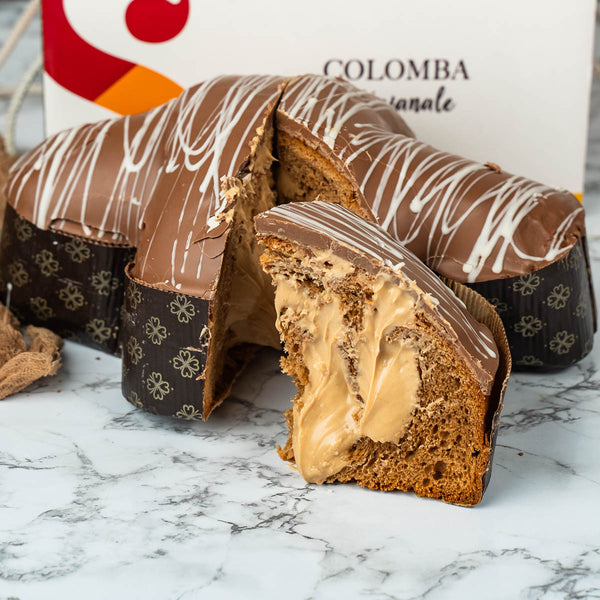 Handwerklich hergestellte Colomba-Schokolade und Ciokobueno-Haselnussgeschmack